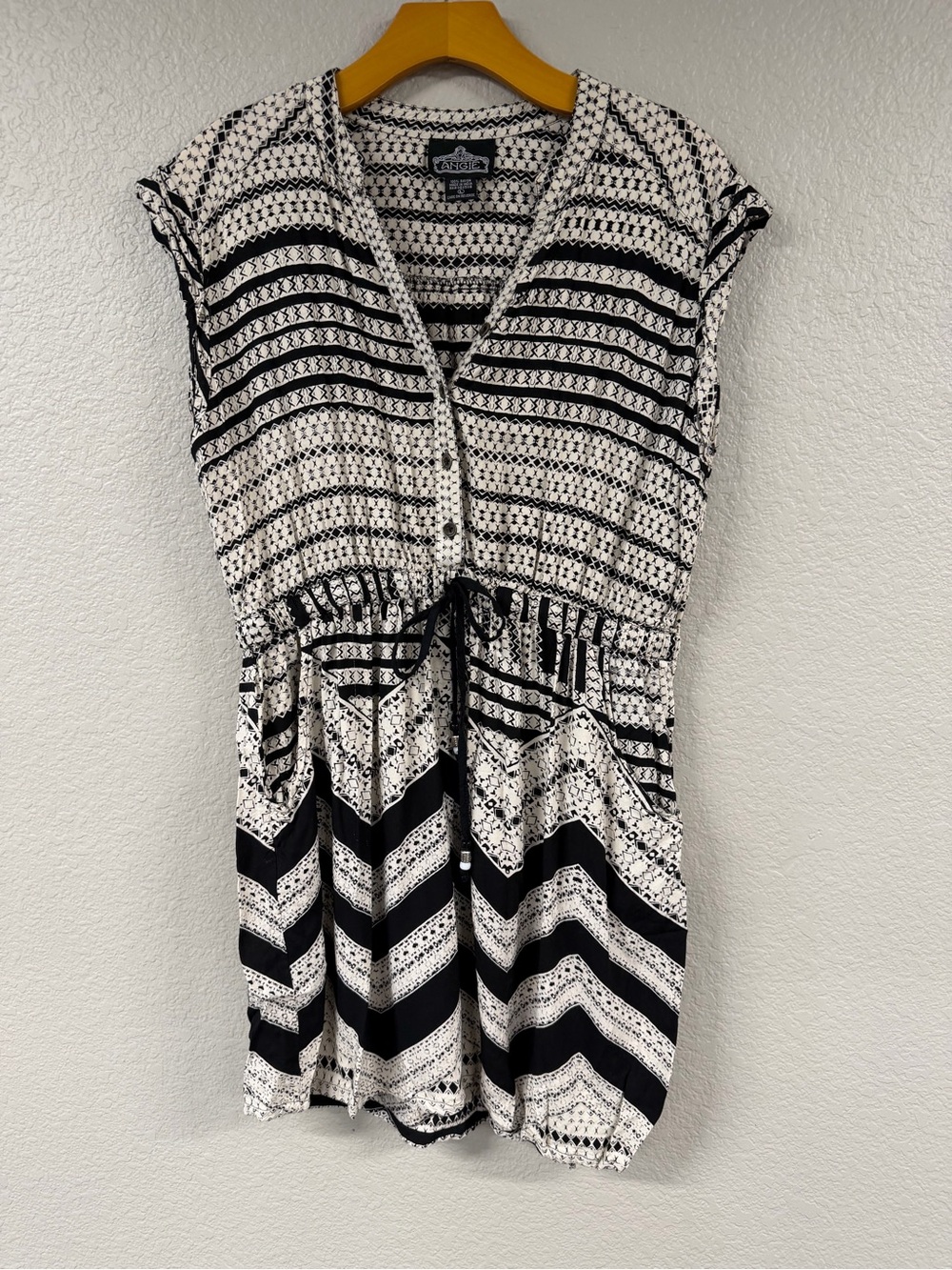 Angie Black and White Geometric Print Dress